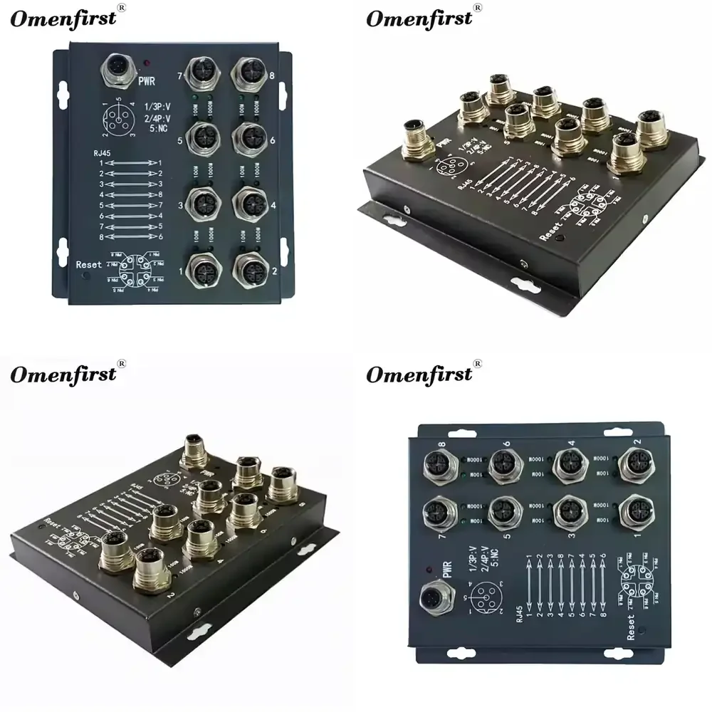 M12 1000mbps Gigabit Ethernet Switch 8-Port POE Industrial Switch Public Transportation Subway Railway IP40 16Gbps