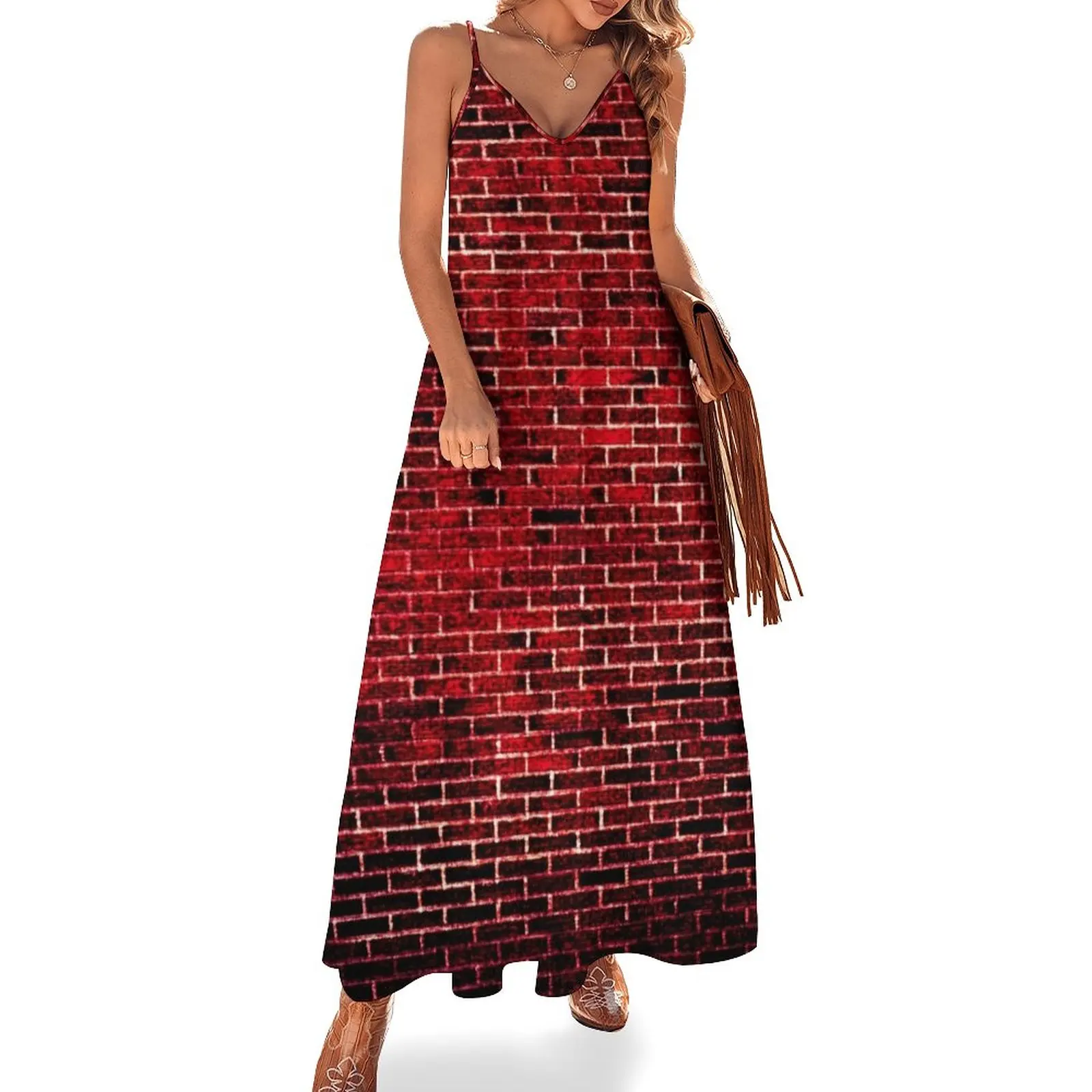 

Brick wall pattern Sleeveless Dress summer women's dress 2024 beach dresses elegant guest wedding dress