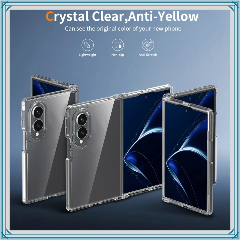 Case For Samsung Galaxy Z Fold 8 Minimalist Transparent Hard PC+Soft TPU Lightweight Anti-Scratch Non-Slip Folding Cover