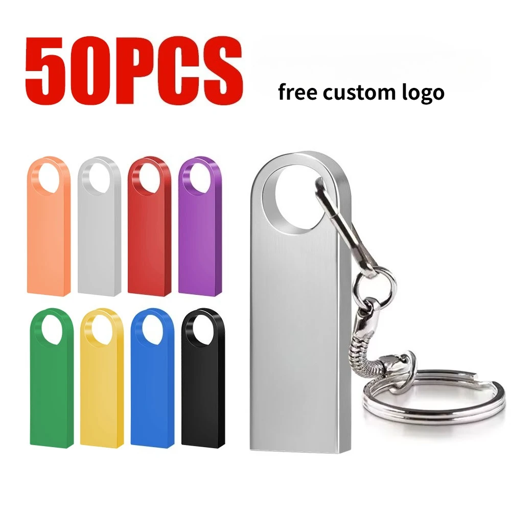 Bulk 50PCS Metal Waterproof USB Flash Drive Super Mini Pen Drive 32gb 16gb 8gb 4gb USB 2.0 Pendrive Flash Drive Logo Customize