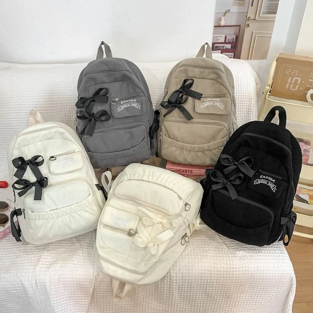 

Милый студенческий рюкзак с бантиком, большой вместительный плиссированный школьный рюкзак, рюкзак с регулируемыми бантами