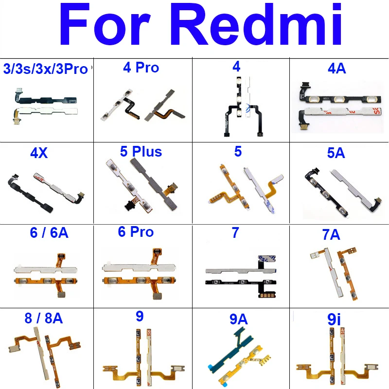 Power&Volume Side Button Flex Cable For Xiaomi Redmi 3 3s 3x 3 4 4A 4X 5 Plus 5A 6A 6 Pro 7 7A 8 8A 9 9A 9C 9i Replacemet Parts