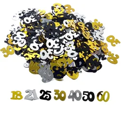 Number Confetti Decor 18/21/25/30/40/50/60th Birthday Confetti Black Gold Silver Confetti Table Confetti Decoration for Birthday