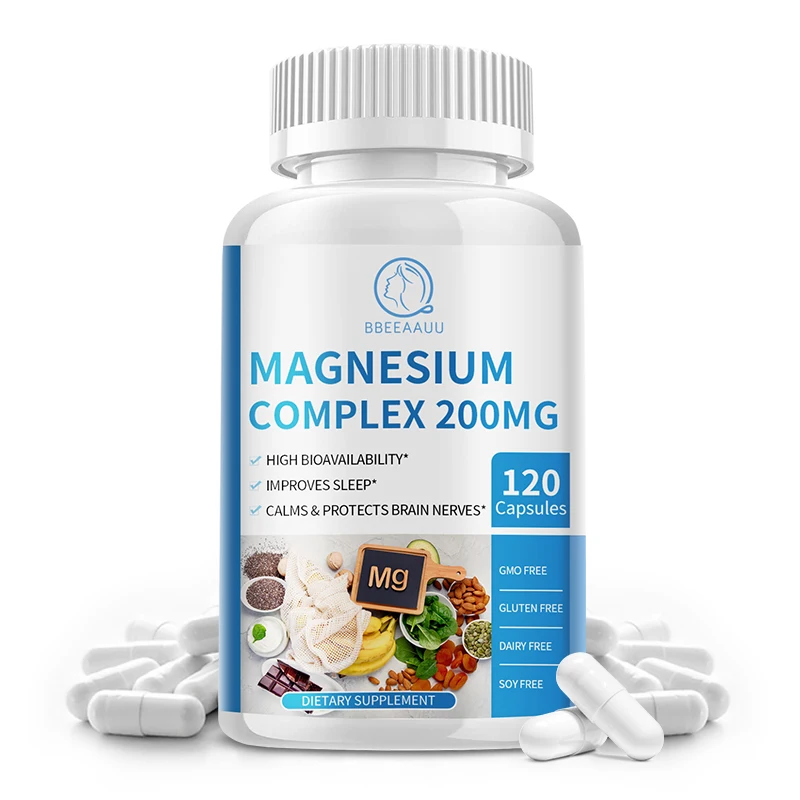 

BBEEAAUU Potassium Magnesium Complex Capsules Support Brain & Heart Health,Help Sleep Mood Health,Nerve and Muscle Relaxation