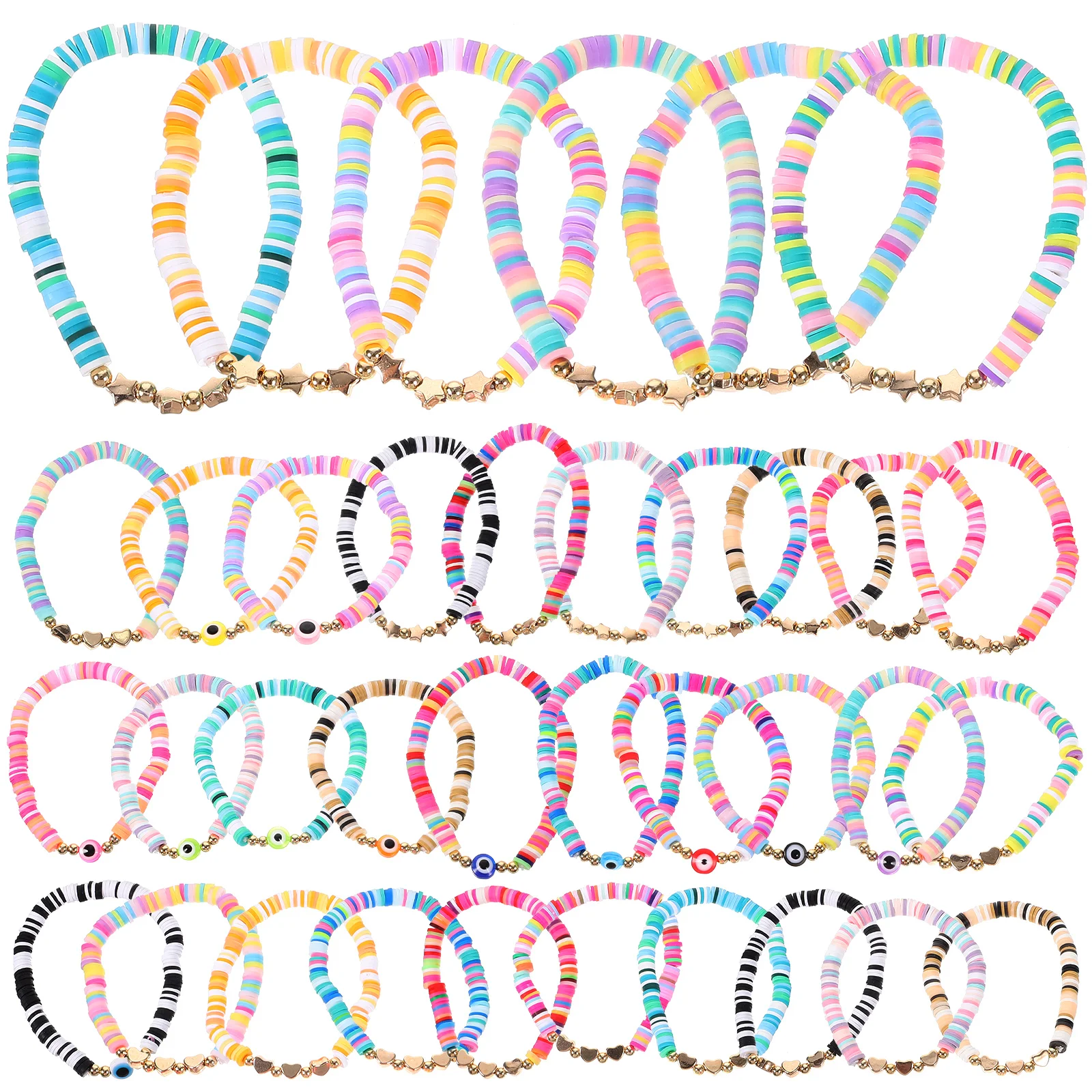 

36pcs Bohemian Bracelet Set Colorful Friendship Clay Beads Bohemian Wristb s Women Beach Jewelry