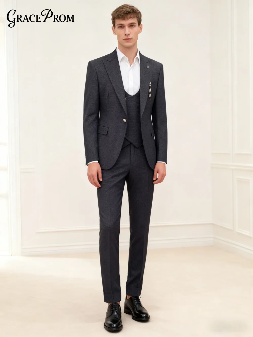 

Formal Men's Suit 3 Pieces Set Men's Wedding Suit Popular Jacket Pants Vest Formal Formal Formal Solid Suit Jackets