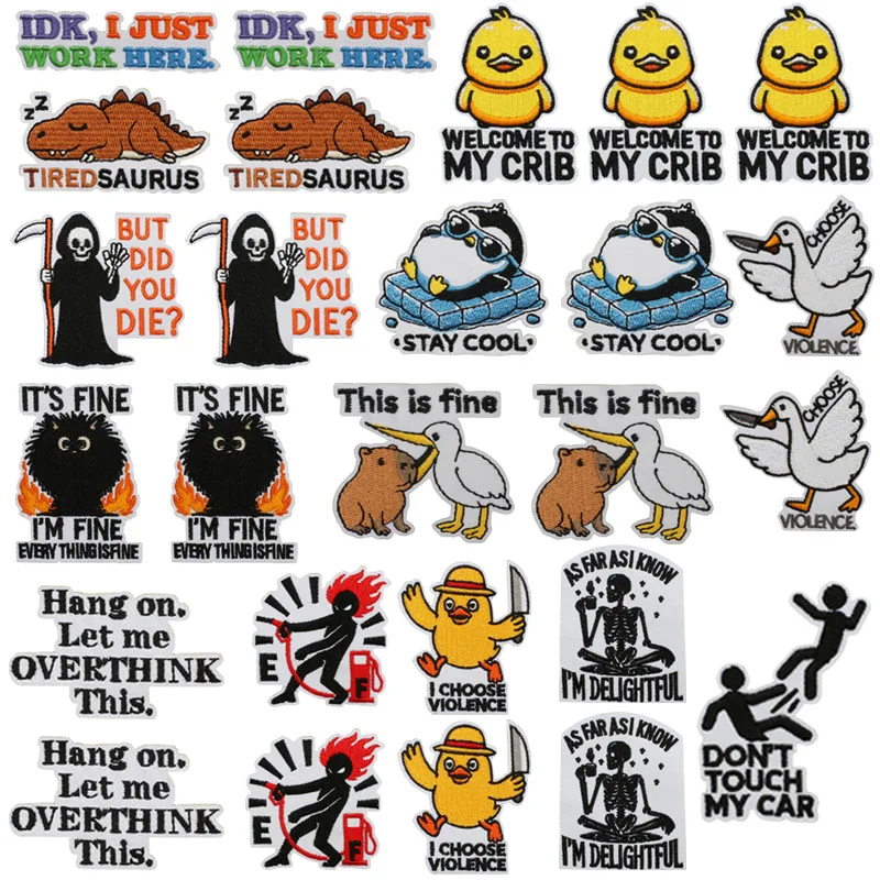 10 pcs/lot Wholesale Cartoon Animal Patch Iron On Patches On Clothes Funny Letters Embroidered Patches For Clothing DIY Stickers