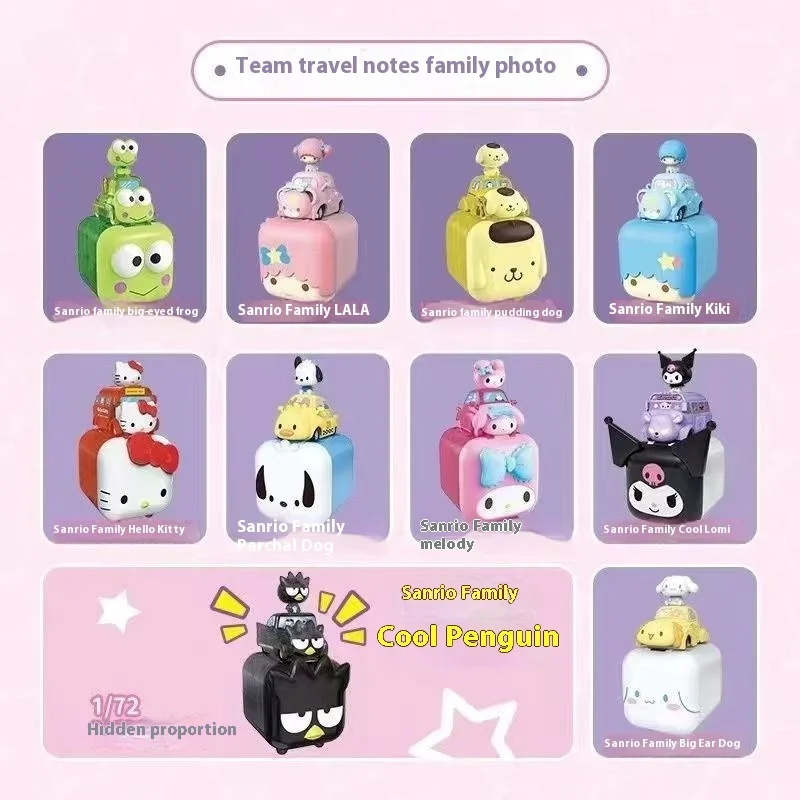 

New Product: Sanrio Riding Family Team Travel Notes Series Random Blind Box Cartoon Cute Mobile Small Car Desktop Ornament