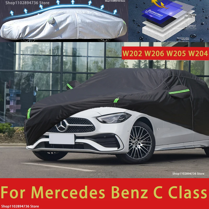 

For Mercedes benz c class W202 W206 W205 W204 Full Car Covers Snow Cover Sunshade Waterproof Dustproof Exterior black car cover