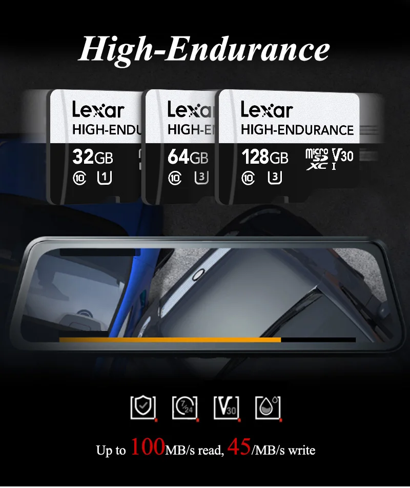 Lexar High Endurance TF-Karte 32GB 64GB 128GB Hochgeschwindigkeits-Speicherkarte bis zu 100MB/s C10 U3 MicroSDXC V30 TF Überwachungskarte – Detail 1
