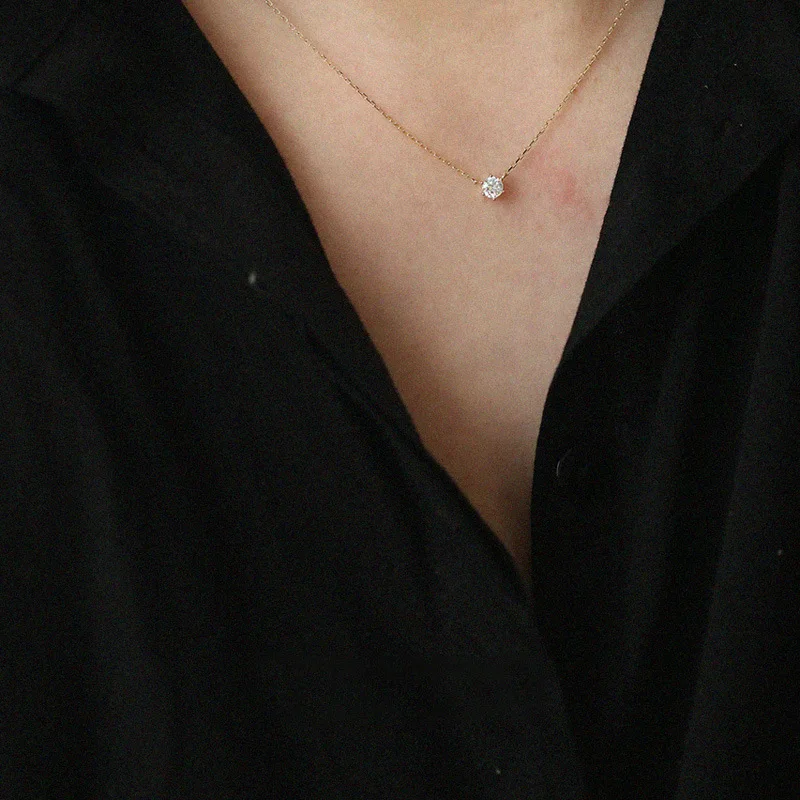 925 Sterling Silver Single Sparkling Zircon Elegant Fashion Collarbone Chain High-end Niche Versatile Necklace