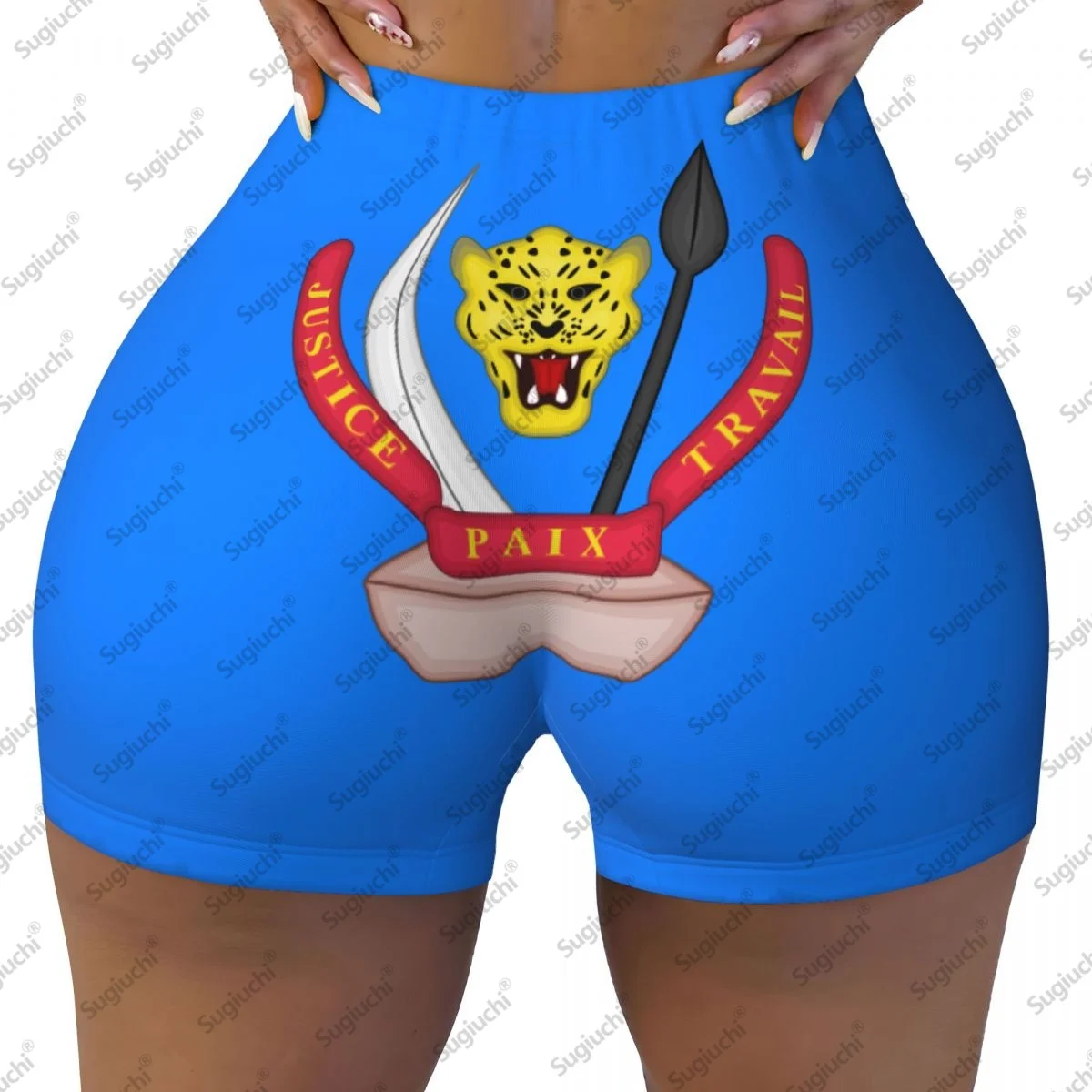 2026 Democratic Republic Of Congo Flag Yoga Shorts for Women Workout Scrunch Butt Lifting High Waisted Gym Running Short Pants