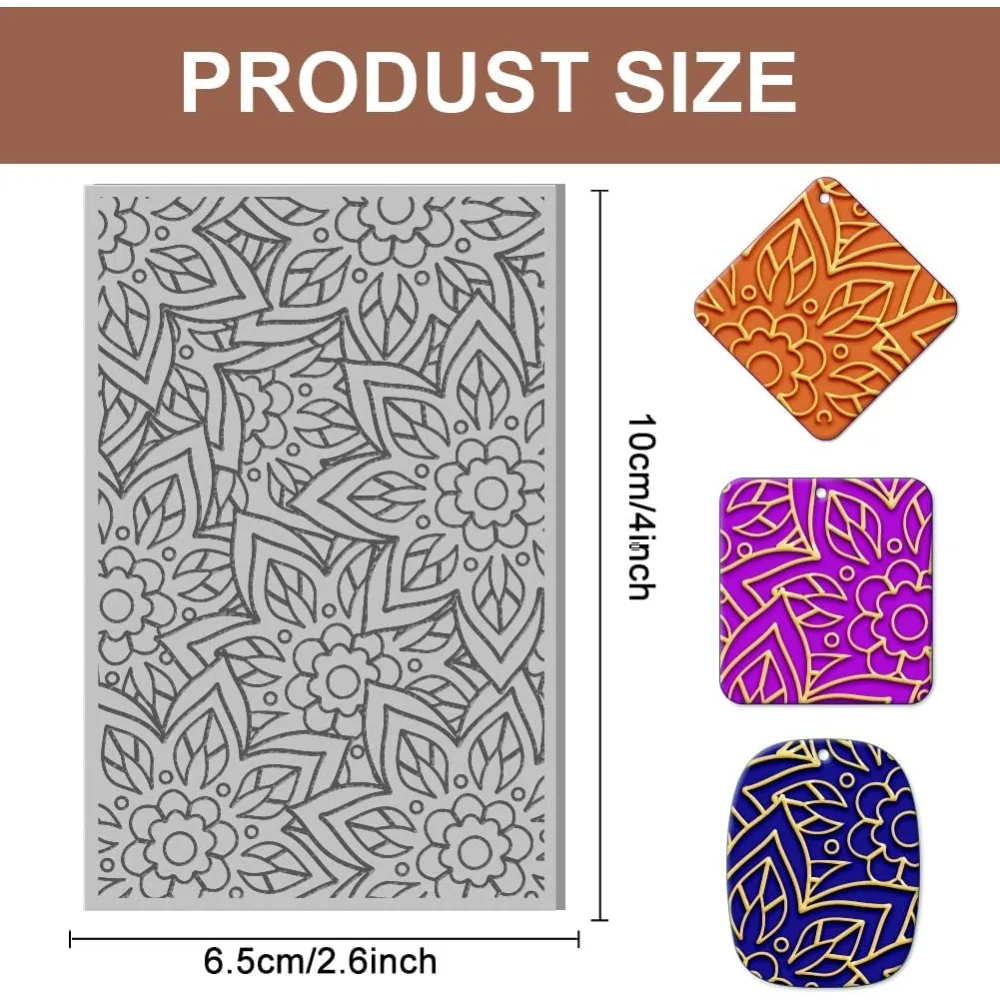 Polymer Clay Texture Sheets Mandala Clay Texture Mat Sheets Polymer Clay Rubber Texture Stamp Mat Flower Pattern
