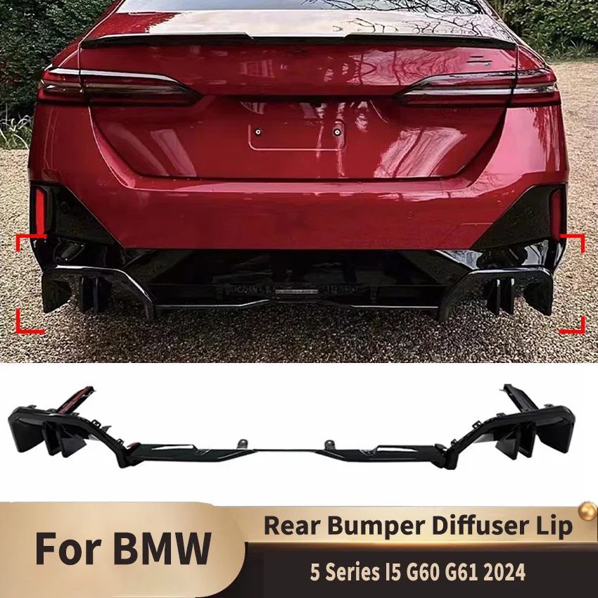 For BMW 5 Series I5 G60 G61 2024 Car Rear Bumper Diffuser Lip Spoiler Body Kit Splitter Guard Protector Cover Auto Accessories