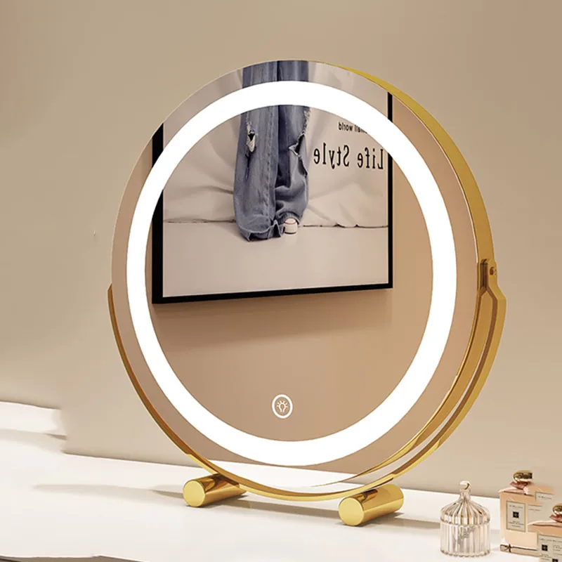 Led Mirrors Lights Handed Desk Large Round Black Frame Yeelight Flexible Charging Smart Mirror Standing Decoracao Accessories