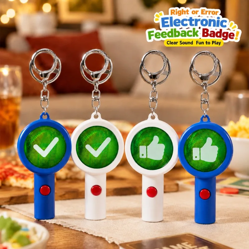 Cartoon Electronic Sound Right Wrong Keychain, Creative Pendant Stress Relief Toy with Sound Effect, Funny Game Key Ring Gift