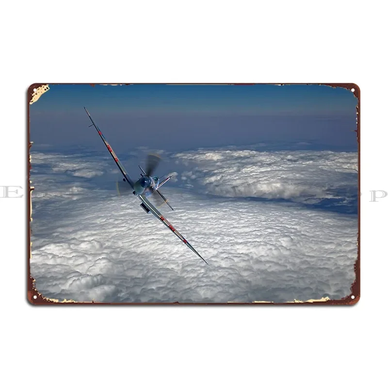 Spitfire In The Clouds 2 Metal Plaque Poster Cinema Garage Personalized Bar Funny Tin Sign Poster