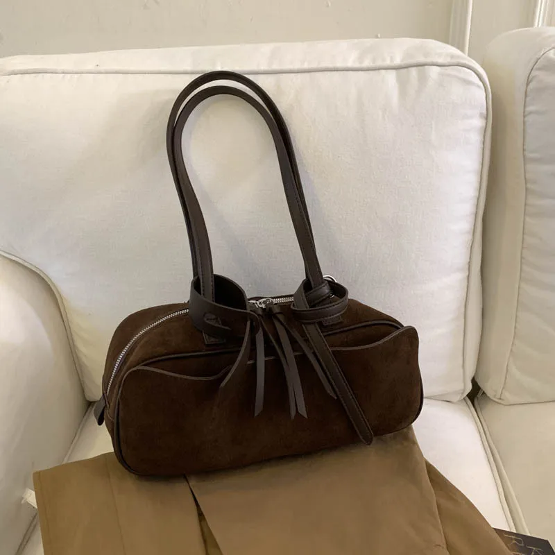 

2025 A/W Women's Vintage Pillow Bag, Suede Soft Shoulder Purse, Multi-way Underarm Crossbody Bag for Daily Commute & Dating