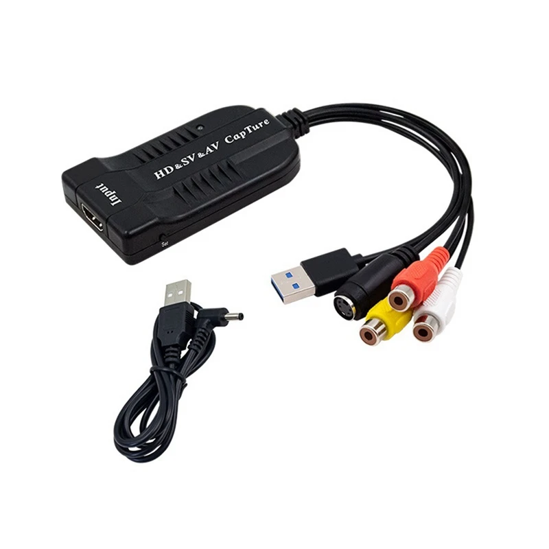 USB Video Capture Card VHS/HD/Hi8/DVD To Digital Converter HD/RCA/S-Video To USB2.0 Audio Video Record Capture Device