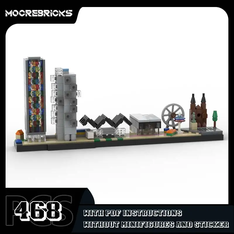 MOC City Street View Series Tilburg Skyline Model Landmark Architecture Building Blocks Assembly Small Particle Bricks Kid Toys