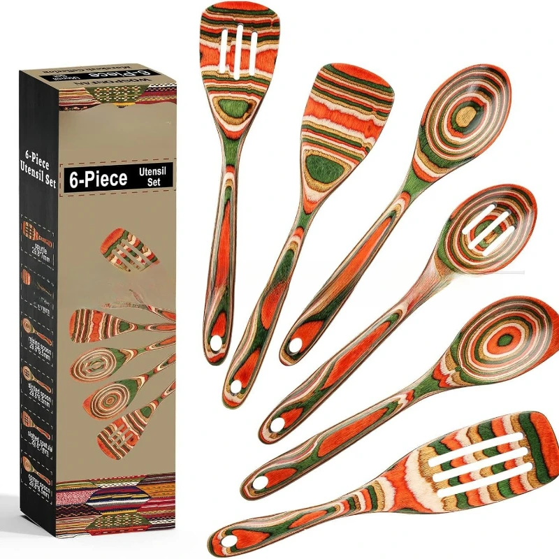 colored wood products, rainbow wood pizza shovel, leaking spatula, wooden salad shovel, special shovel for non-stick pots