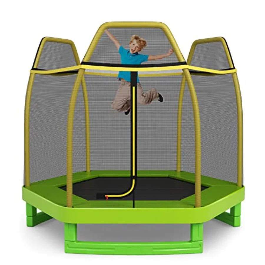 

7FT Trampoline with Safety Enclosure Net and Seamless Spring Pad Heavy Duty Indoor/Outdoor Small Trampoline for Boys Girls Age