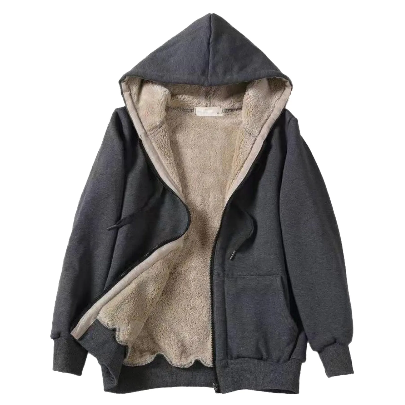 Winter Women Hooded Plush Coat Fleece Hoodies M-4xl Zipper Sweatshirt Long Sleeve Sweater Fleece Casual Warm Jacket Tops