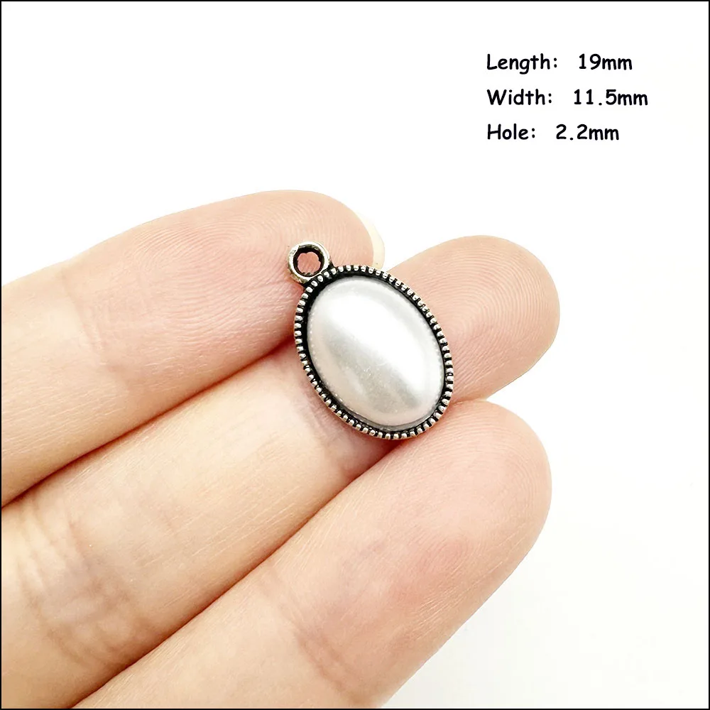 Nieuwe Palm Flower Teardrop Connectors Antiek verzilverd witte acrylkralen voor armbanden Charms Maken van sieraden HCJBAB