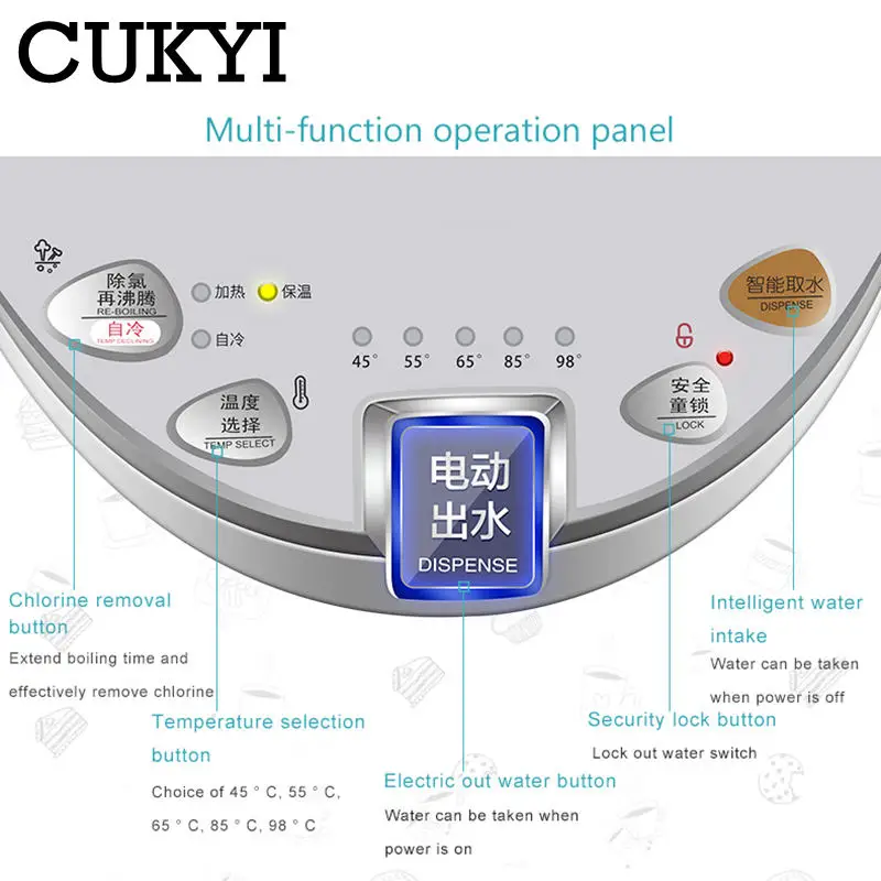 CUKYI bezzbiornikowy gorący dozownik wody pitnej maszyna ciepłej wody pionowy Mini pulpit dozownik wody czajnik elektryczny 220V ue wtyczka