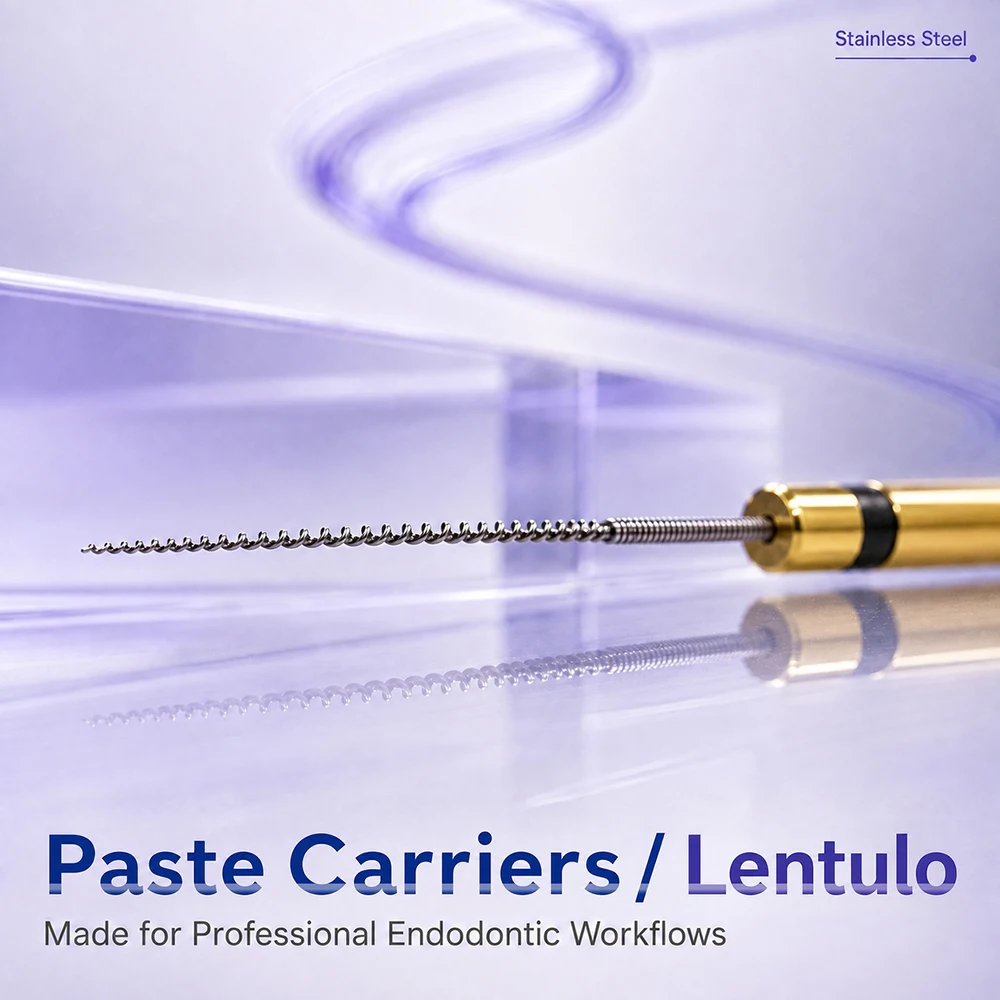 Endodontic Lentulo Paste Filler 4Pcs Dental Root Canal Cement Carrier 21mm 25mm #25 #30 #35 #40 Color Coded Assorted Single Size