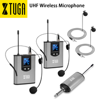 XTUGA UHF Wireless Microphone Lavalier Microphone With Bodypack Transmitter Instructional Lecture Interview Vlog Live Recording