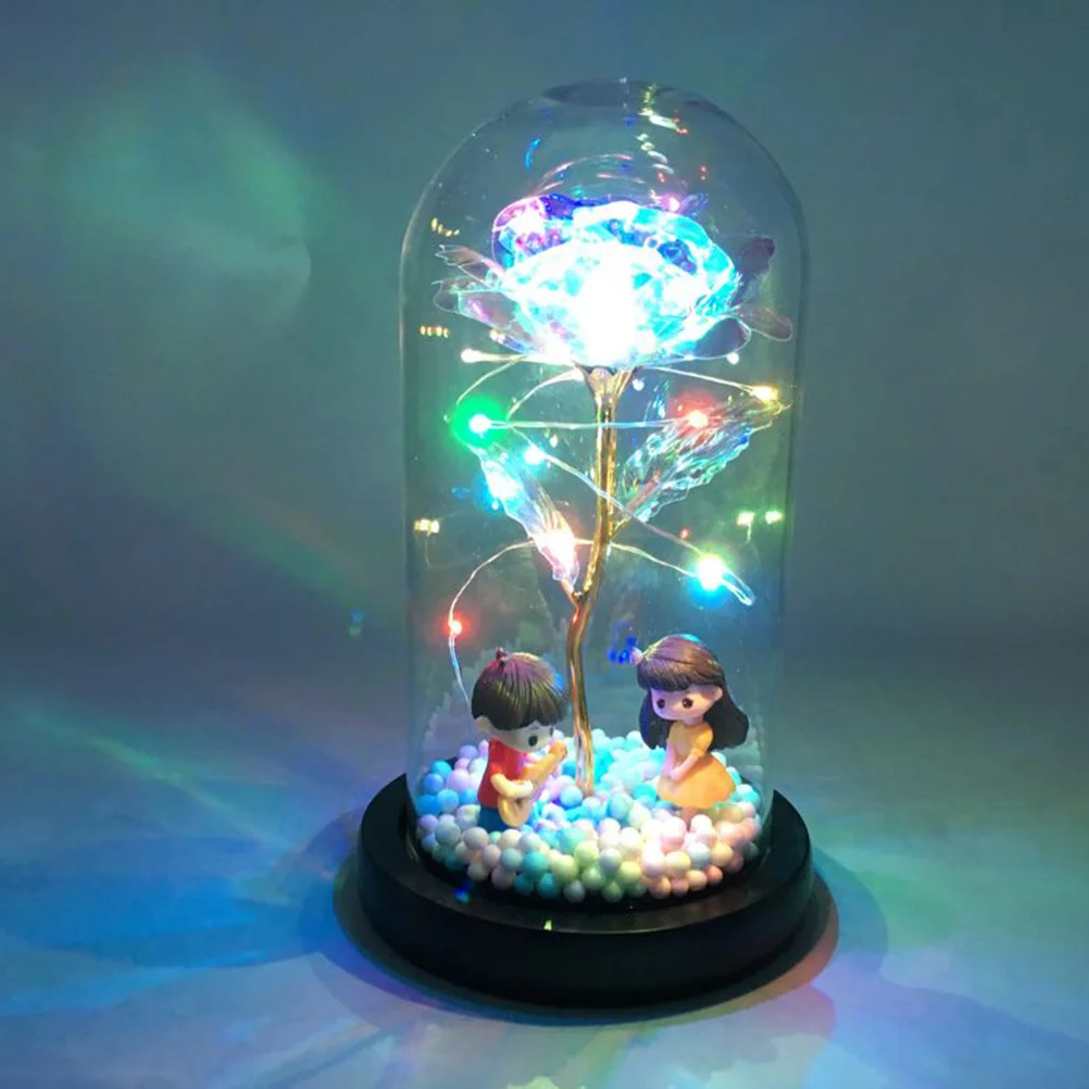 

1Pcs LED Glass Bottle Light Featuring Lifelike Gold Foil Rose High Brightness Desktop Adornment for Lovers Romantic Gift Wedding