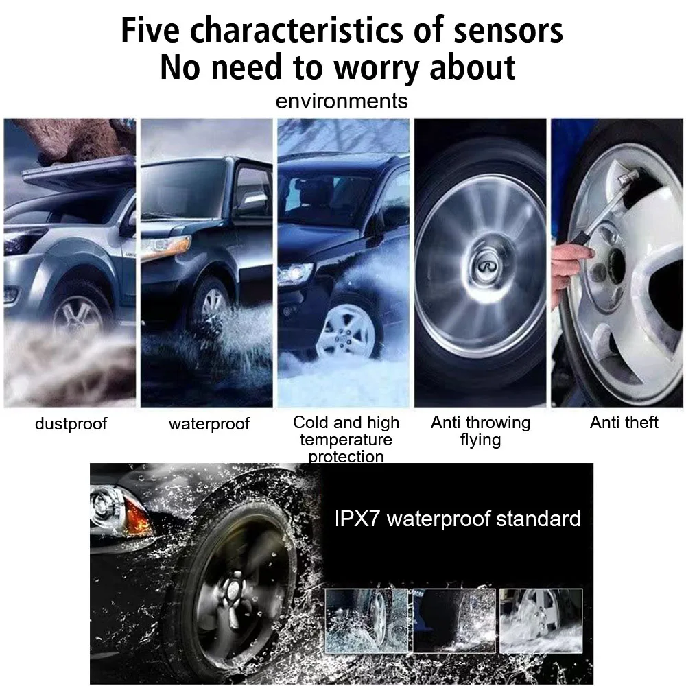 عرض الهاتف سيارة TPMS نظام مراقبة ضغط الإطارات 2/4 قطعة إنذار خارجي أجهزة استشعار ضغط الإطارات سيارة دراجة نارية بلوتوث APP