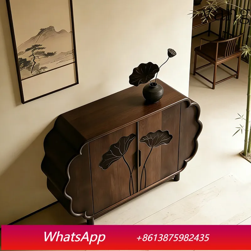 

LTT New Chinese Song Style Aesthetic Side Cabinet Zen Lotus Locker Bedroom Storage Cabinet