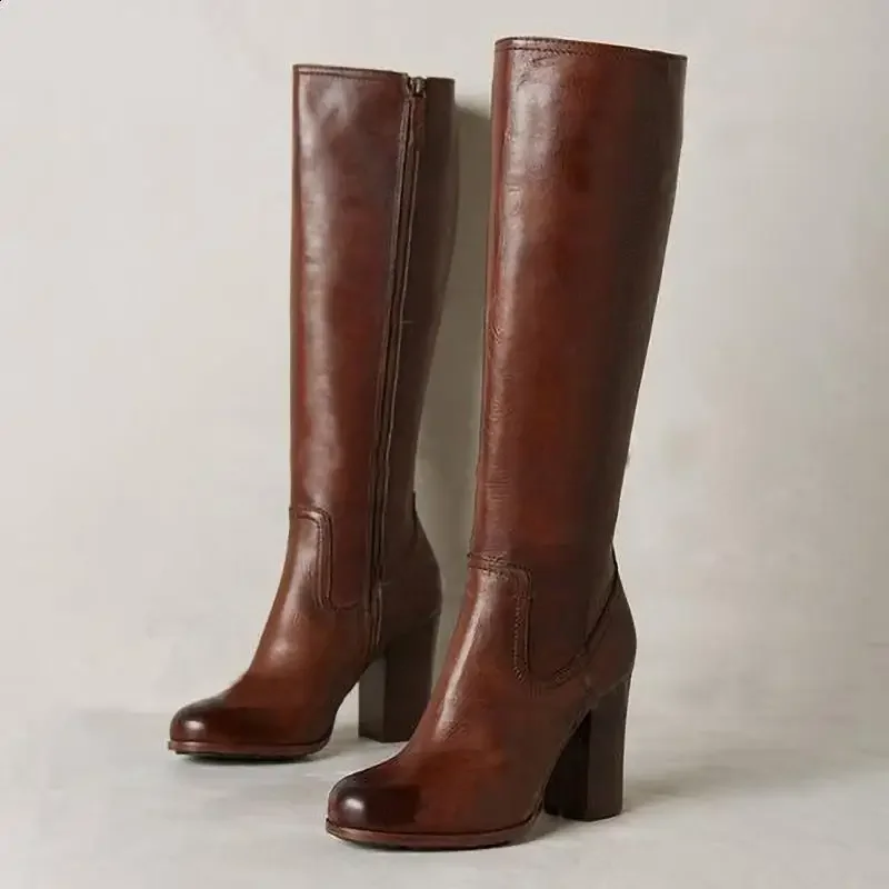 Shoes Women Boots Over Knee Round Toe Zipper Boots-Women Winter Footwear Luxury Designer Over-the-Knee 2025 Large Size Ladies Fa image 2
