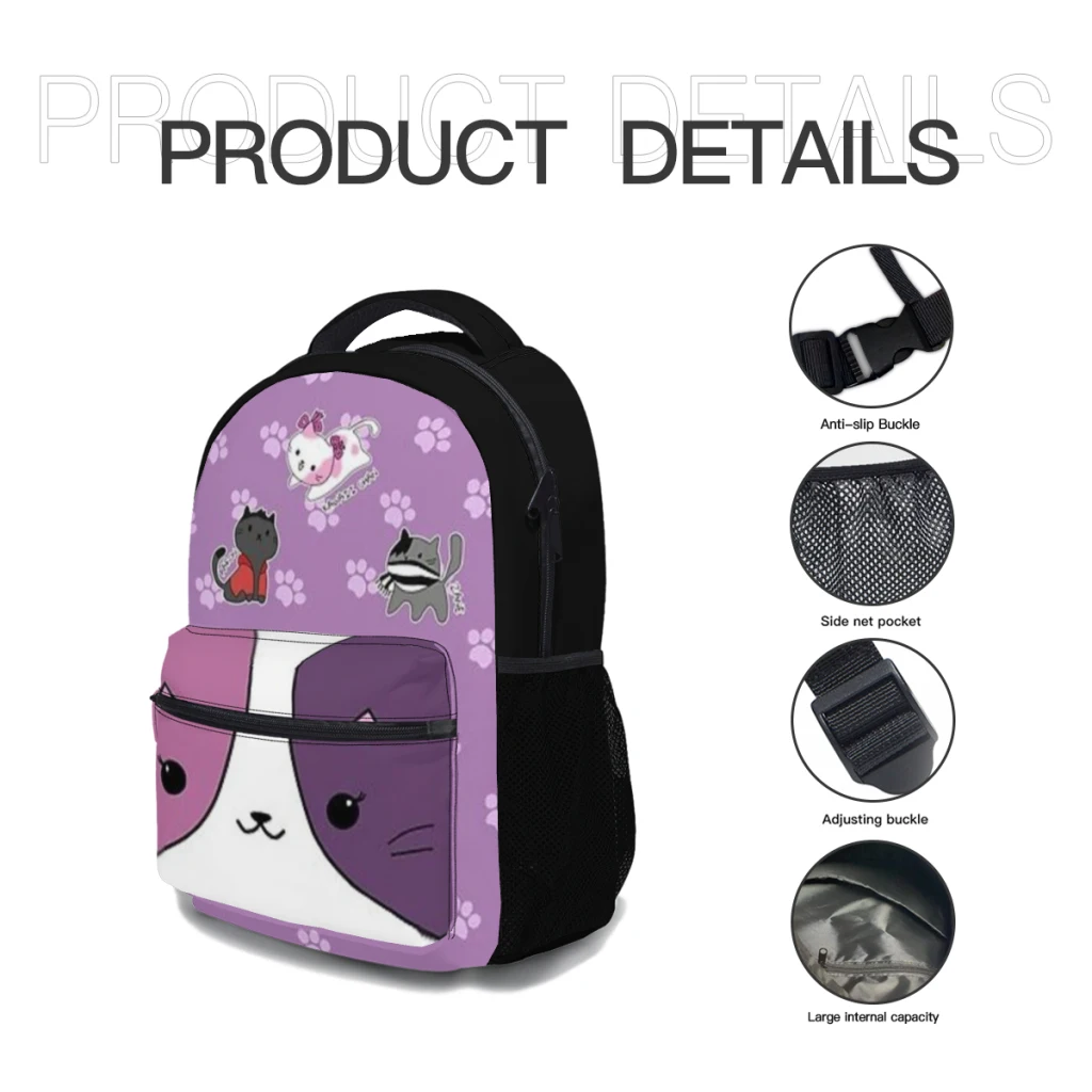 Aphmau mochila escolar de gato para niños, mochila de estudiante de gran capacidad, mochila de estudiante de secundaria de dibujos animados, 17 pulgadas