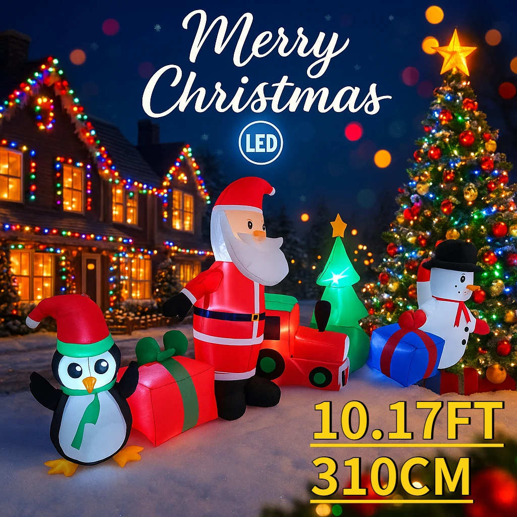 

10.17FT Christmas Inflatable Toys LED Santa Snowman penguin Tree Set Supplies Home Ornament Festive Gift Xmas Yard Decoration