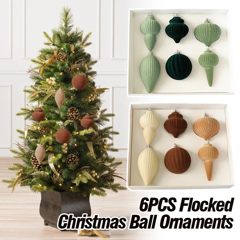 

4Pcs Flocked Christmas Ball Pendant Creative Delicate Xmas Tree Hanging Ornament Shatterproof Mini Christmas Ball Decoration