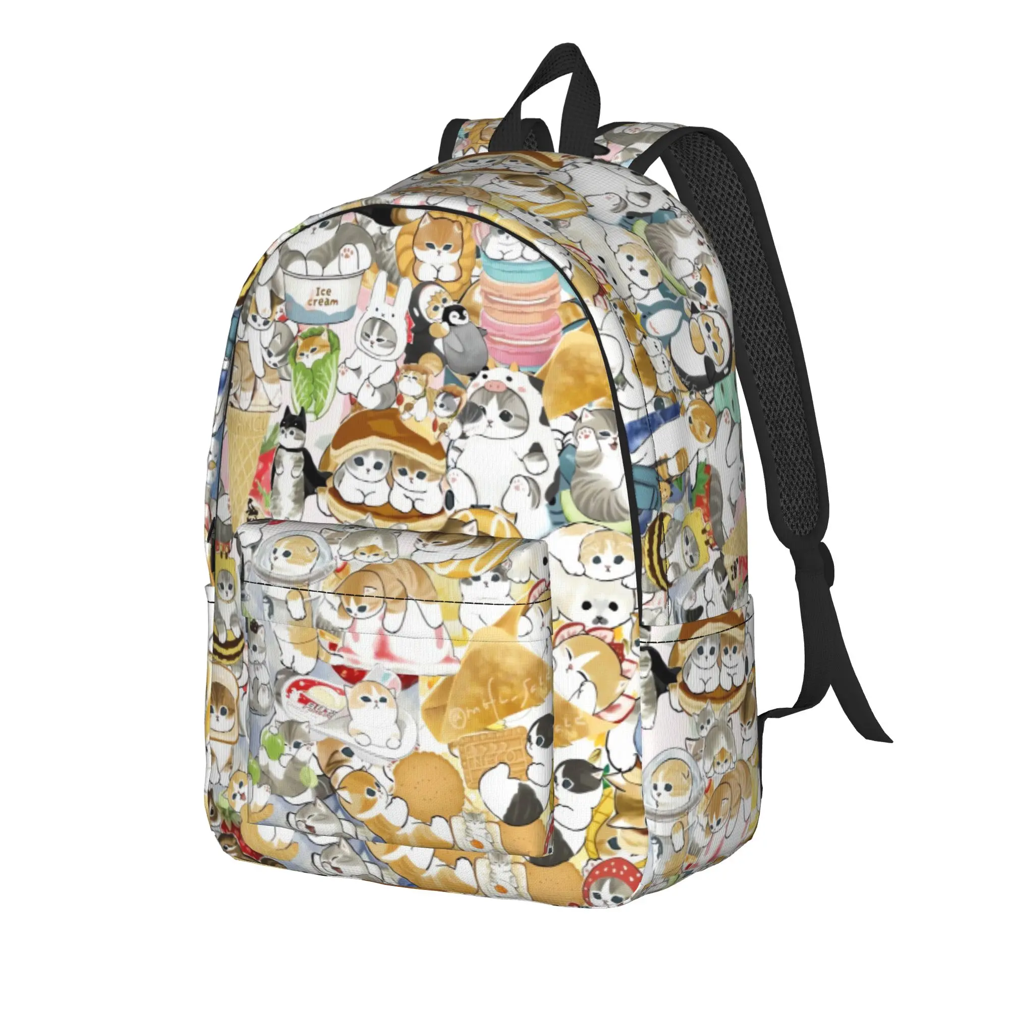 Cat M-mofusands Backpack Student Unisex Lightweight Backpacks Polyester Leisure High School Bags University  Rucksack