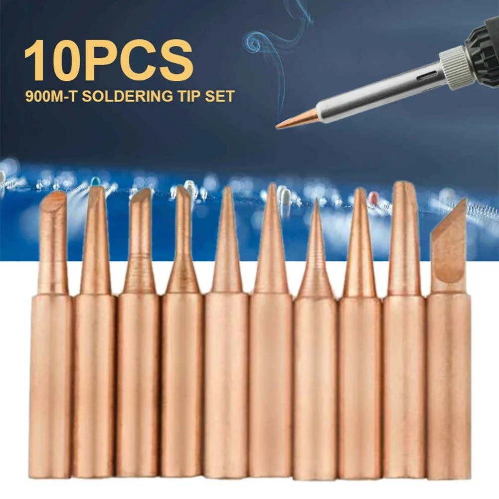 

10Pcs 900M-T Pure Copper Soldering Iron Tip Electric Iron Head For Lower Temperature Soldering Tools Welding Head