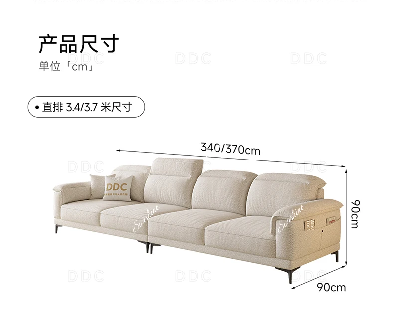 Italian minimalist cotton and linen fabric sofa combination modern minimalist living room adjustable