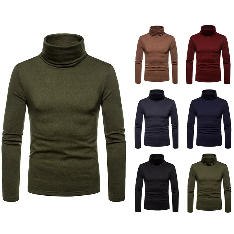 Men's cold Blouse Winter Long Sleeve T Shirts 2023 new Sweater Men Solid Color Turtleneck Pullovers Pull Homme