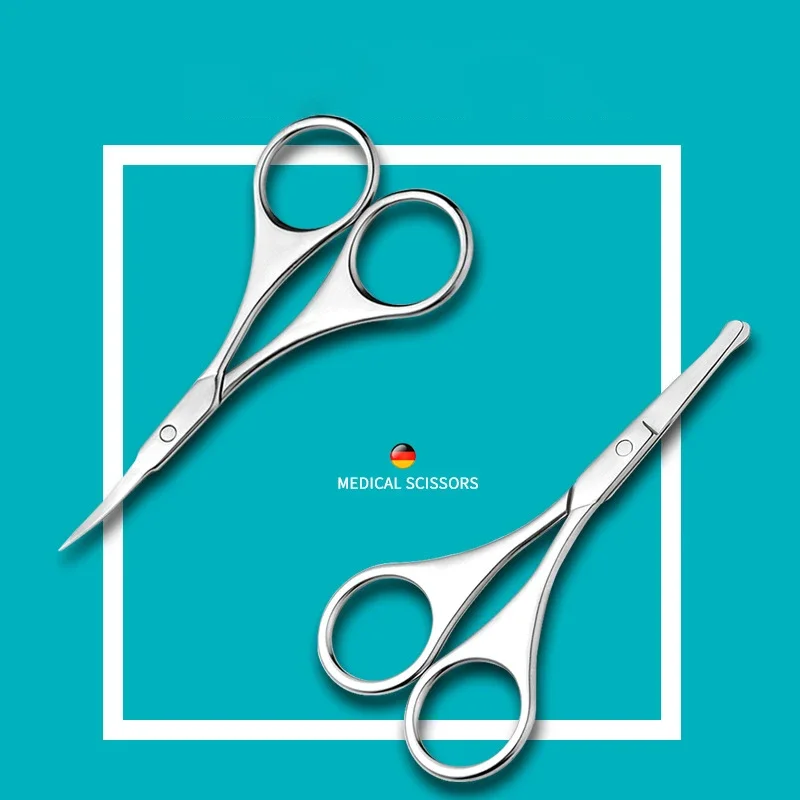 Taglierina per sopracciglia Trimmer rotondo Naso dritto Forbici per capelli Punta per unghie Barba Manicure Trucco Strumenti in acciaio inossidabile