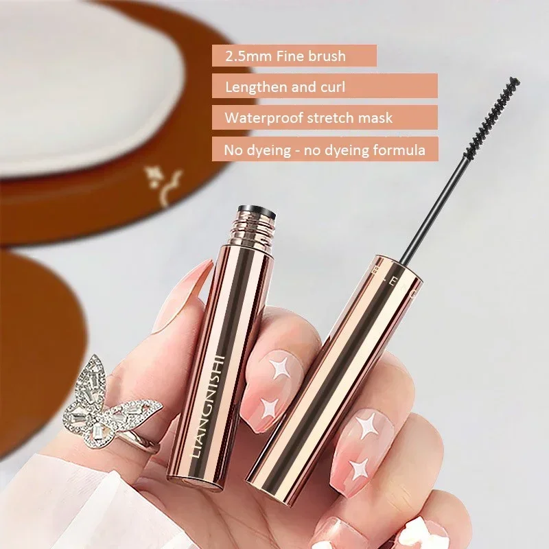 4D Zijdevezel Mascara 2,5 MM Ultrafijne Verlengt Wimpers Kleine Opzetborstel Curling Waterdicht Snel Droog Bruin Sheglam Make-up