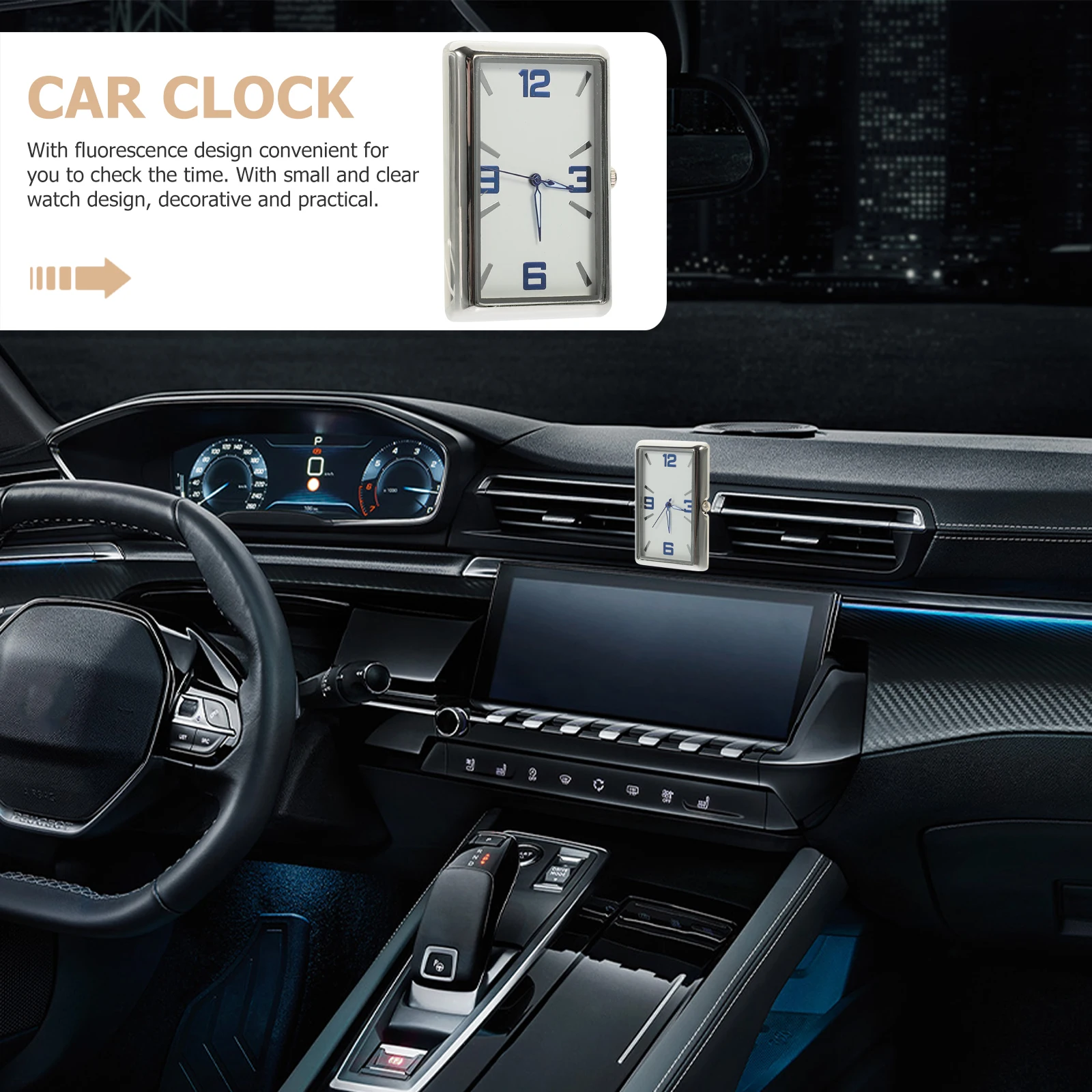 

Square Car Clock Dashboard Mini Small Digital Automotive Adhesive Universal The