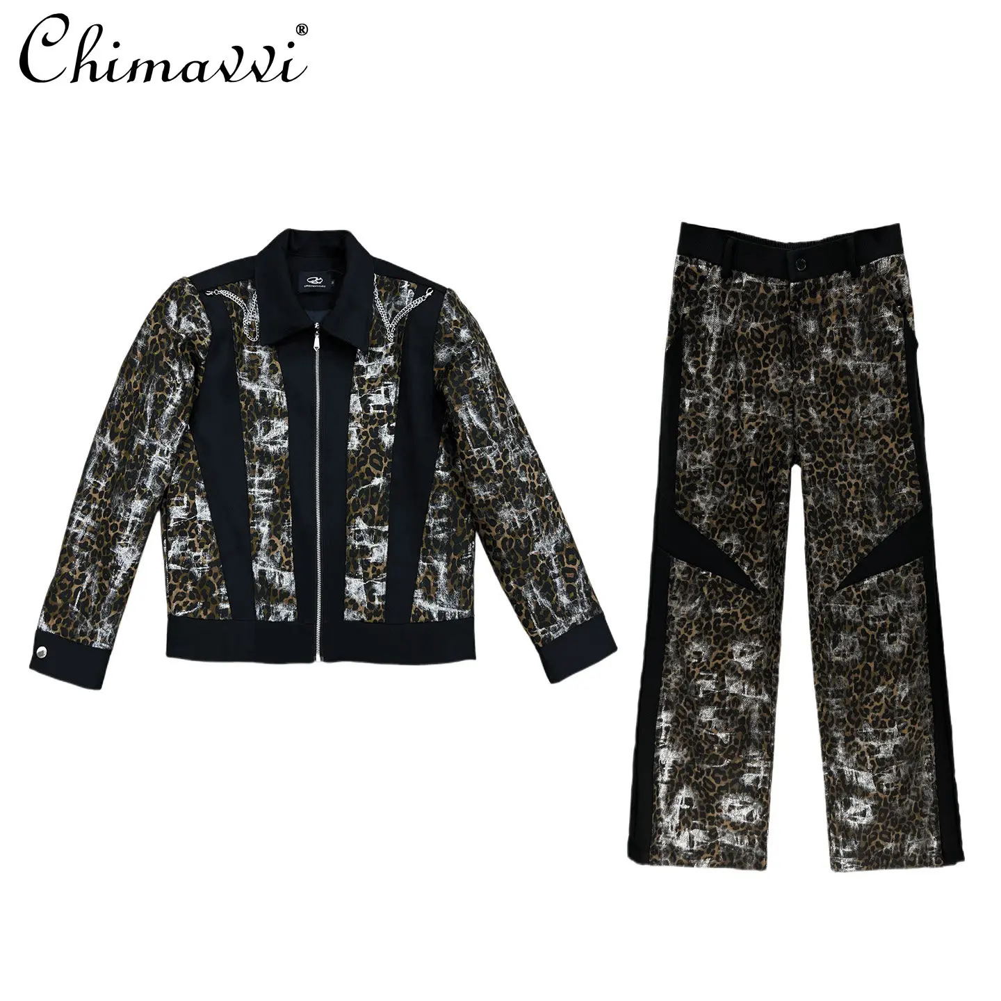 

Мужской комплект в американском стиле: укороченная куртка и брюки с леопардовым принтом, модный тренд весны 2026 года, верхняя одежда