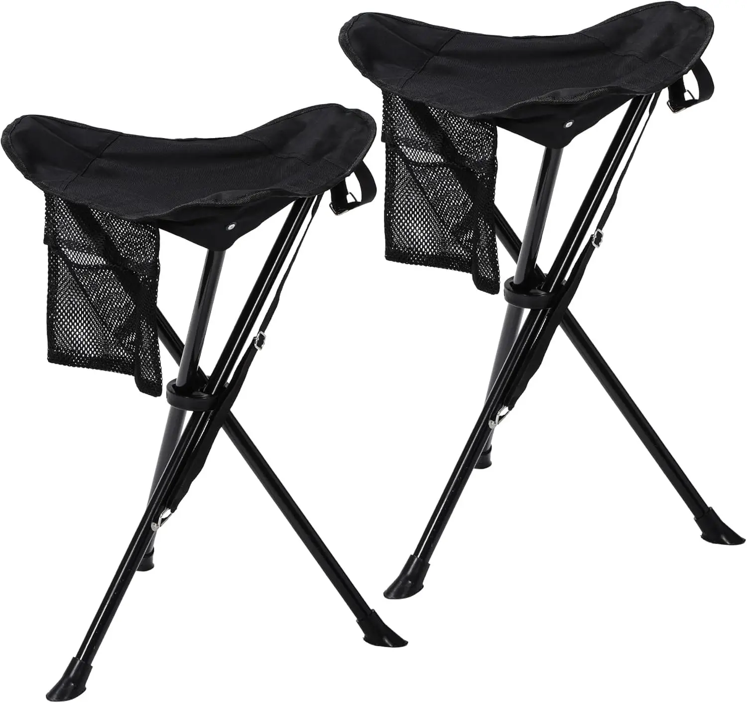 

2 Pack Extra Tall Folding Tripod Stools, Lightweight Portable Camping Chairs for Adults, Black