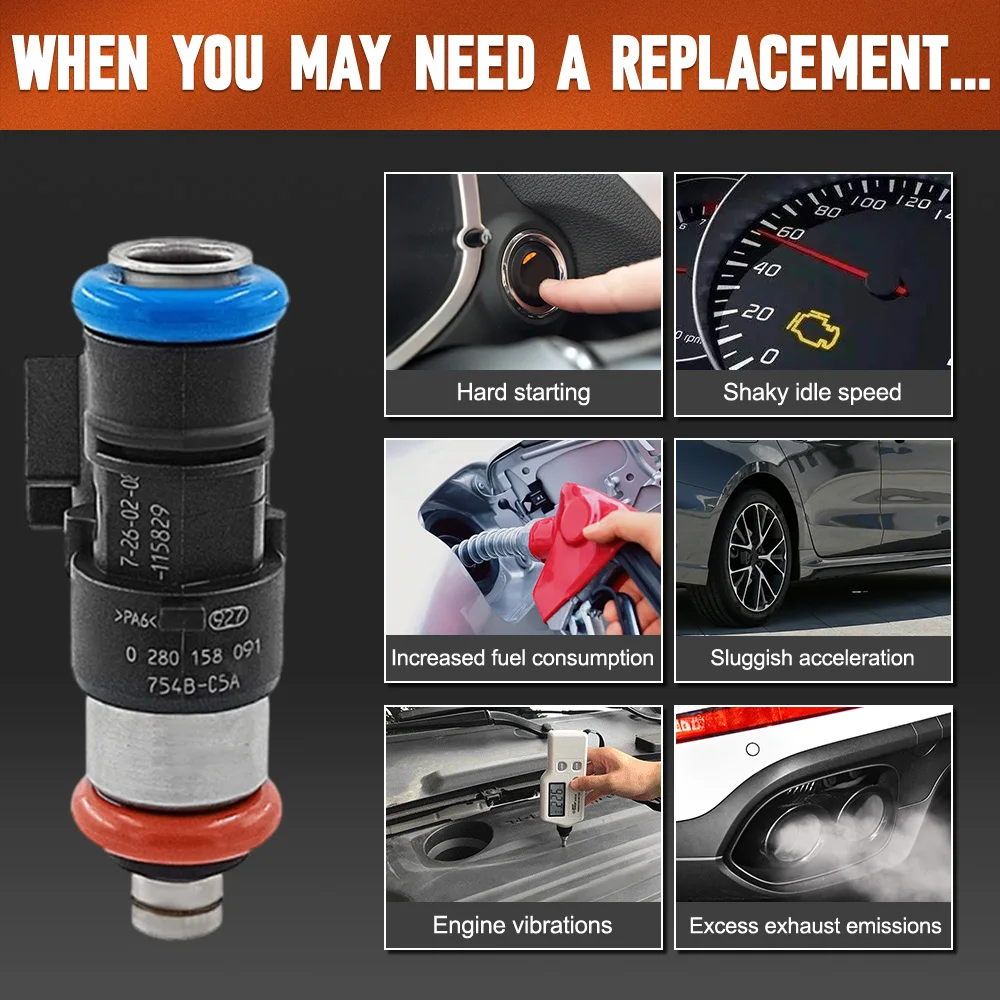 

6 шт. топливные форсунки для Ford Edge Taurus Flex Fusion Lincoln MKZ MKX 3,5L 0280158091 заменяет сопло с высоким импедансом