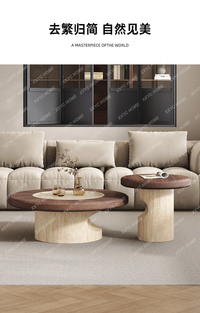Medieval travertine texture advanced coffee table combination  FT