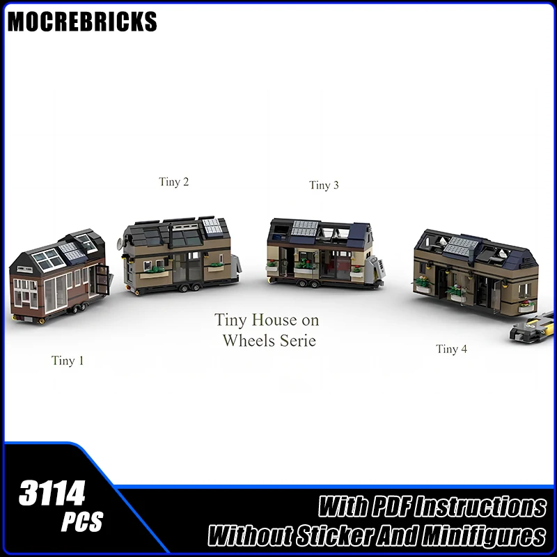 MOC Building Blocks Toys Tiny-houses On Wheels Bundle Pack Creative Train Carriages Sets Puzzle Kid's Bricks Model Xmas Gifts